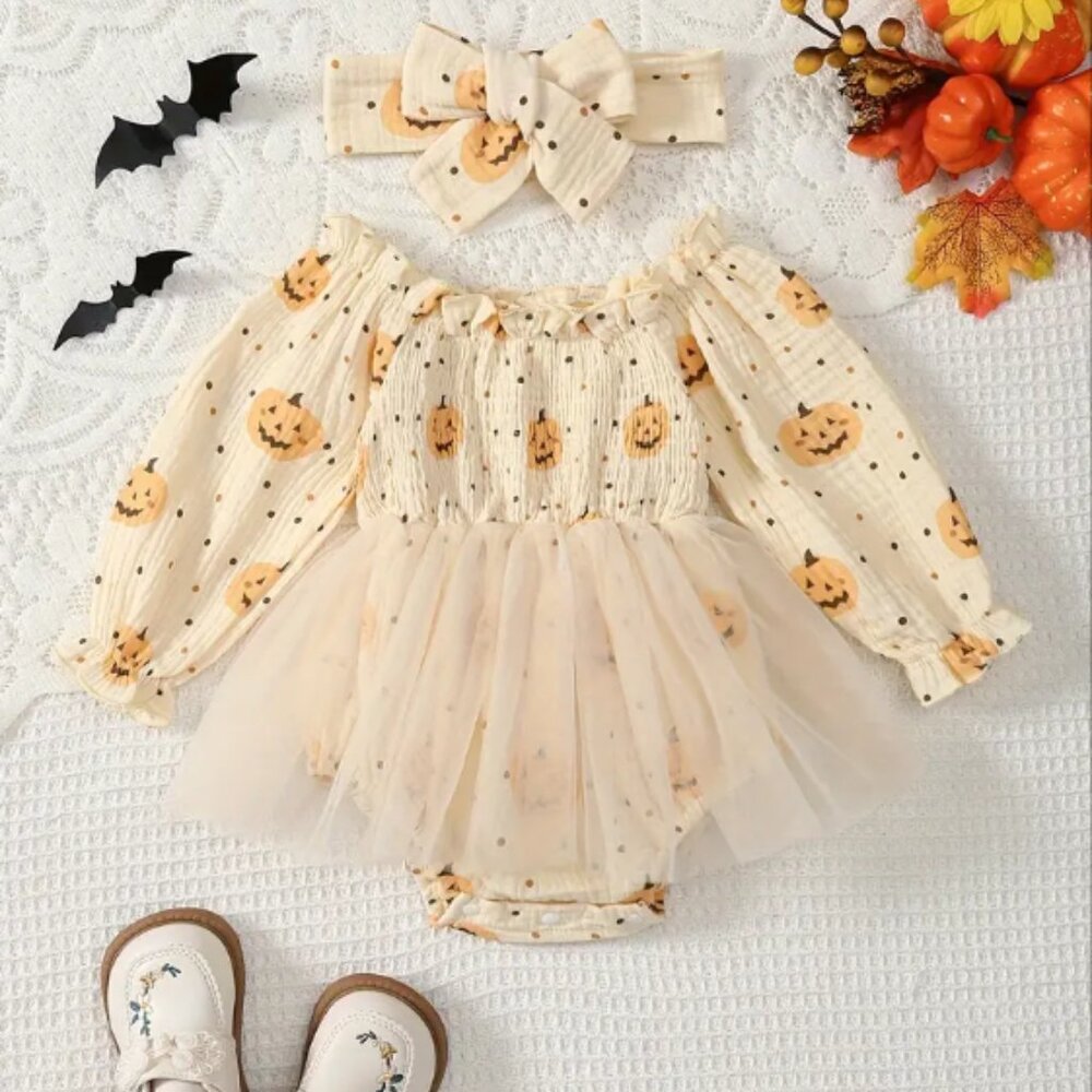 Baby Girl Halloween Dress + Headband Set